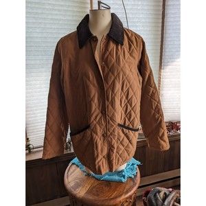 Women's Preswick Moore Tan Quilted Snap Frt Jkt Sz PL